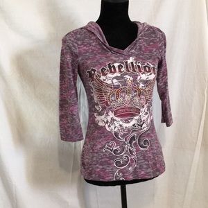 Hoodie t-shirt Rebellion size small purple